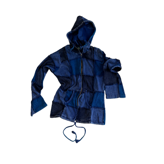 RARE VINTAGE Patchwork blue full zip hoodie